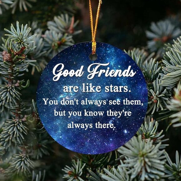 3"  Xmas Tree Ornament Ceramic Christmas Hanging Ornament Friendship - Picture 7 of 7